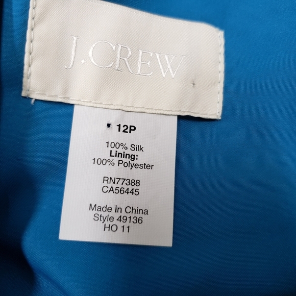 J Crew Silk Dress Lined V Neck Back Sleeveless Teal Blue Size 12 Petite - Picture 7 of 15